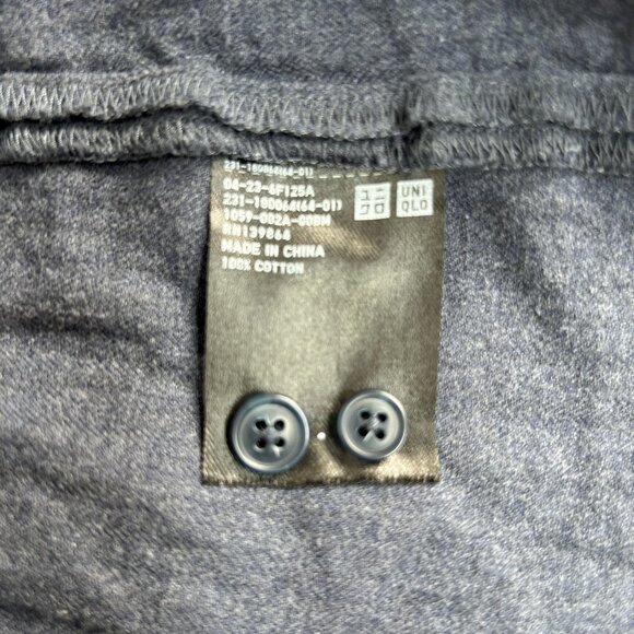 Uniqlo Womens Gray Cotton Long Sleeve Henley Shirt Large Pullover Band Collar - Picture 4 of 8